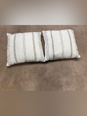 Striped Neutral Accent Pillow - Cream with Tan Stripes